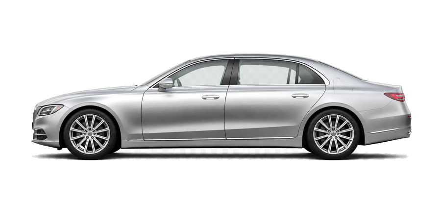 Silver long-wheelbase luxury saloon